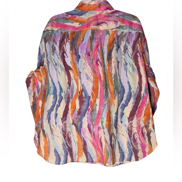 Hinson Wu Halsey Long Sleeve XL Artsy Brushstroke Print Button Front Cotton NWT - Picture 2 of 10